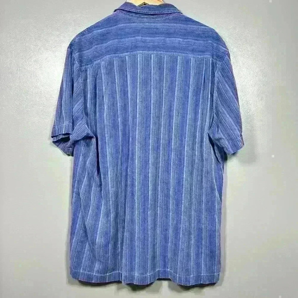 TOMMY BAHAMA 100% Silk Blue Stripe Casual Short Sleeve Button Up Men XL - Picture 9 of 9